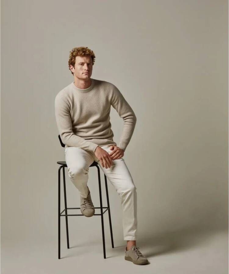 Profuomo beige crewneck rib Beige Heren