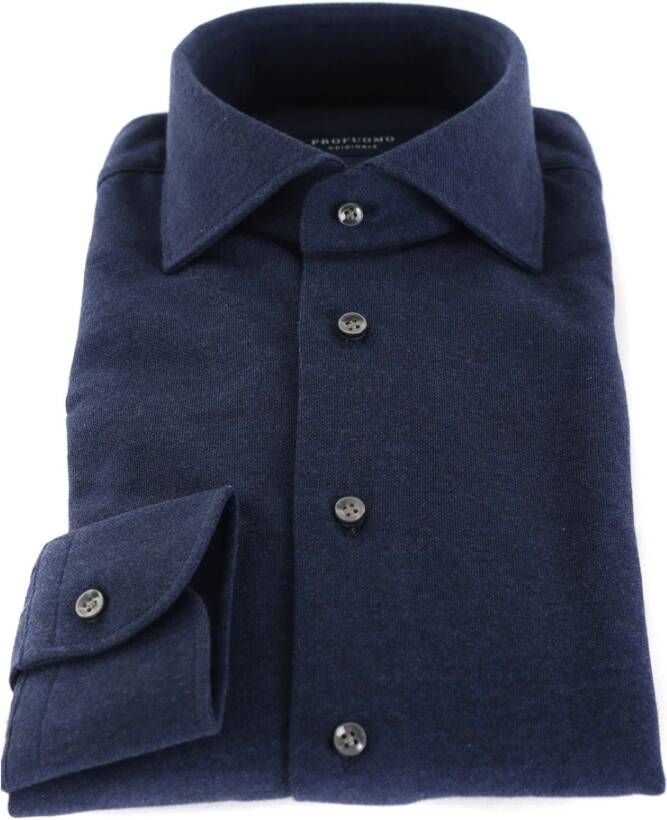 Profuomo Overhemd Knitted Blauw Heren