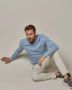 PROFUOMO Heren Truien & Vesten Structure Crew Neck Lichtblauw - Thumbnail 2