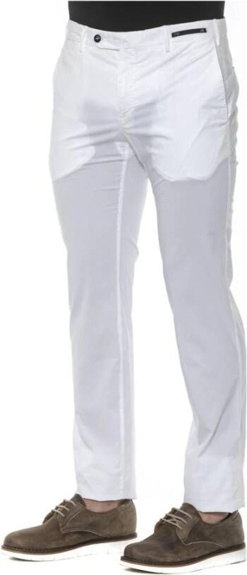 PT Torino White Cotton Jeans & Pant Wit Heren