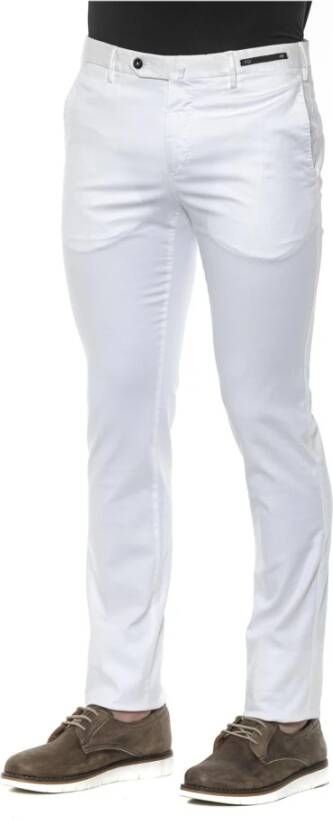 PT Torino White Cotton Jeans & Pant Wit Heren