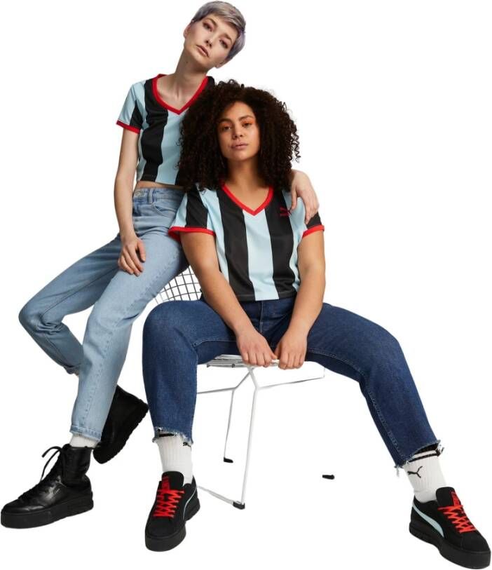 Puma Slim-Fit Gestreept Dames T-shirt Blauw Dames