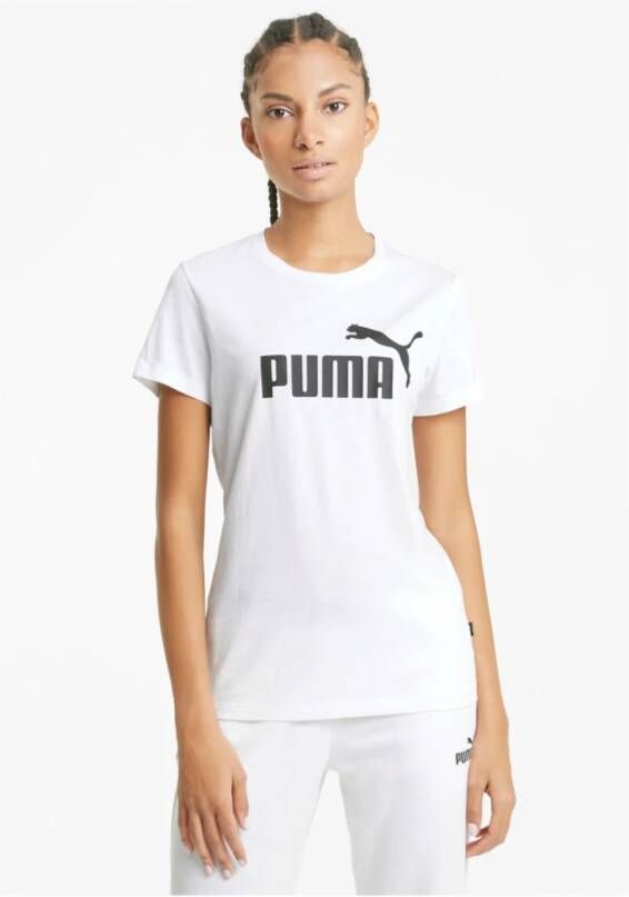 Puma Logo Print T-Shirt Regular Fit Wit Dames