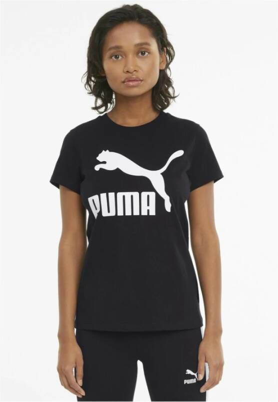 Puma Logo Print T-shirt Zwart Heren