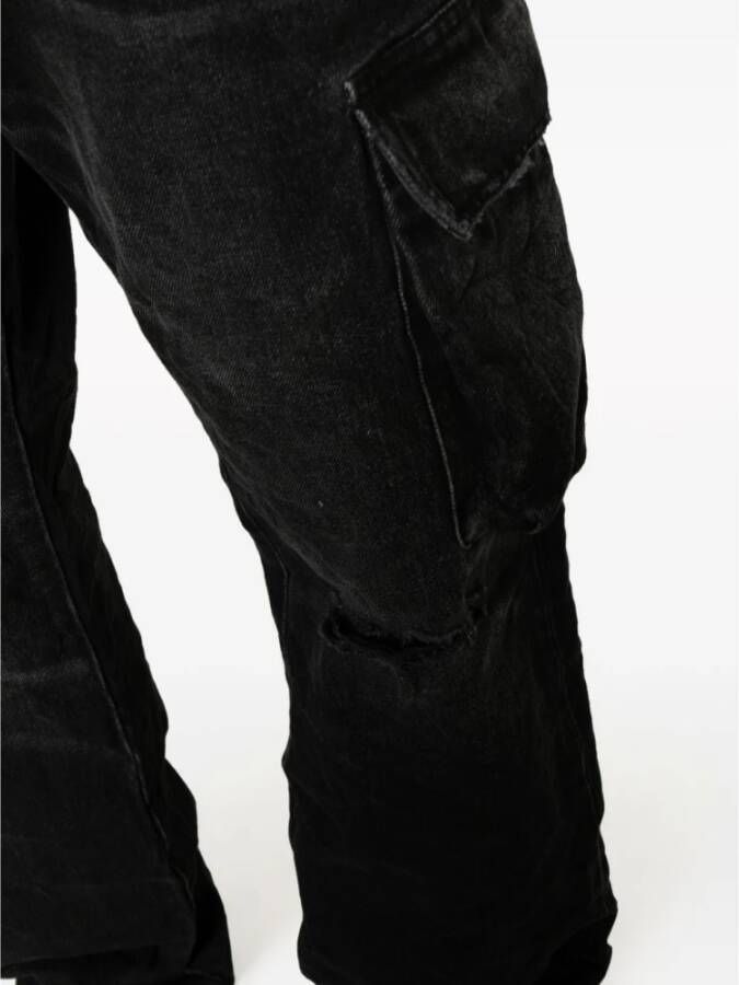Purple Brand Zwarte Jeans met Distressed Effect en Wijde Pijpen Zwart Heren