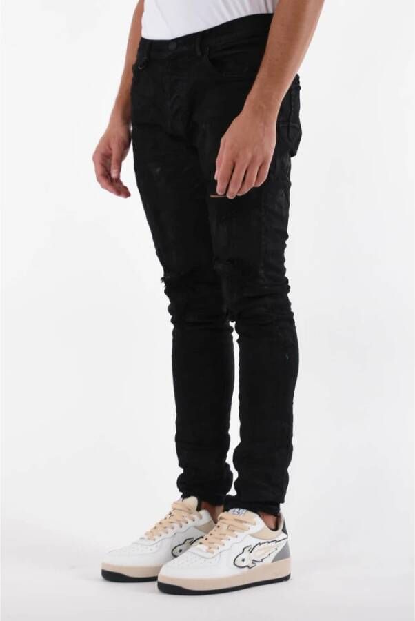 Purple Brand Zwarte Oil Spill Skinny Jeans Zwart Heren