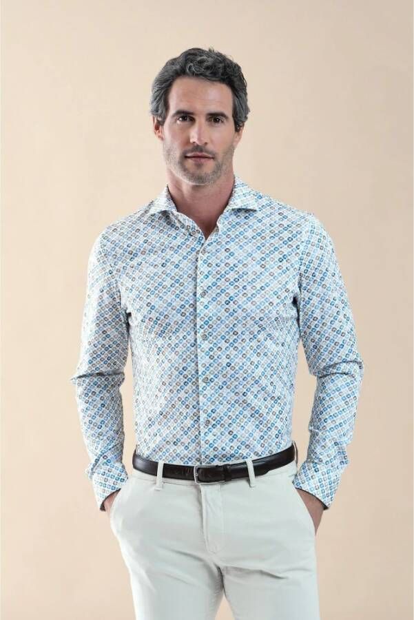 R2 Amsterdam R2 Knitted Overhemd Beige Blauw - Foto 2