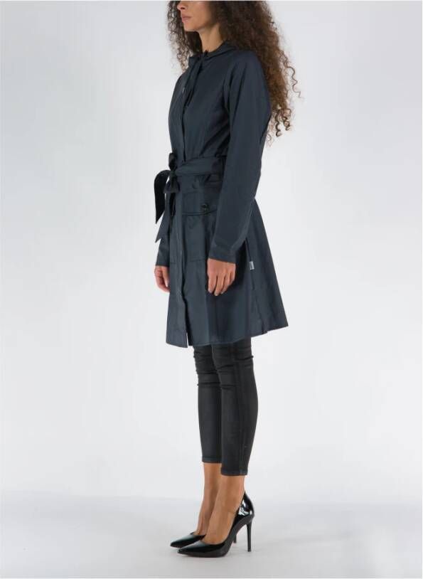 Rains Belted Coats Blauw Dames