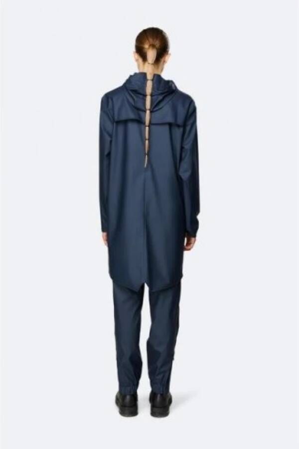 Rains Stijlvolle Waterdichte Lange Jas Blauw Dames