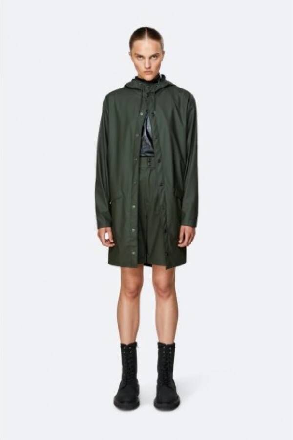 Rains Urban Lang Jas Waterdicht Lichtgewicht Unisex Groen Dames