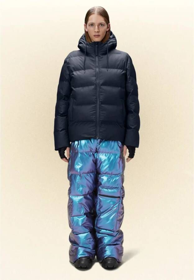 Rains Waterdichte Winter Puffer Jas Blauw Dames