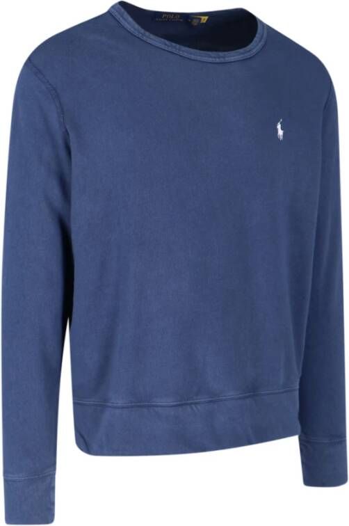 Ralph Lauren Blauwe Katoenen Crewneck Sweater met Logo Borduursel Blue Heren