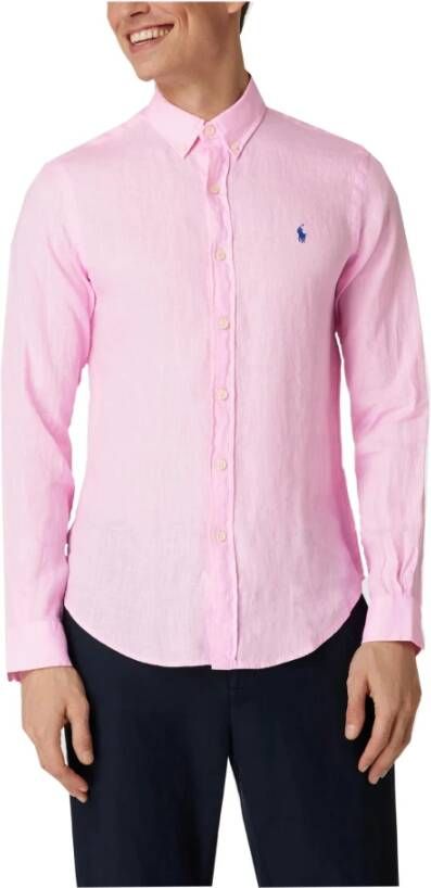 Ralph Lauren Polo Overhemd linnen Roze Heren