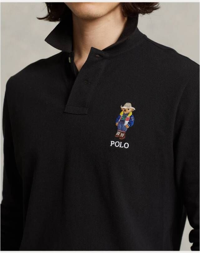 Ralph Lauren Tijdloze Amerikaanse stijl Polo Bear lange mouw polo Zwart Heren
