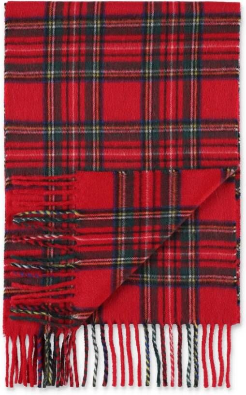 Ralph Lauren Rode Tartan Sjaal met Geborduurd Logo Rood Heren