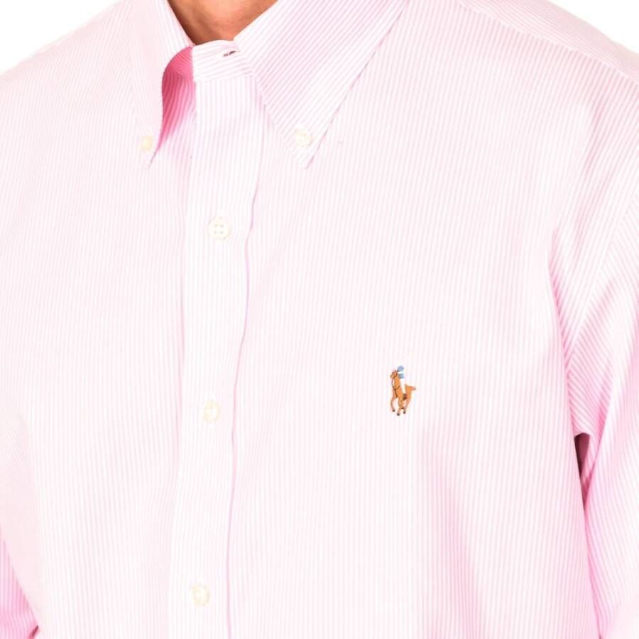 Ralph Lauren Gestreept Overhemd 100% Katoen Roze Heren