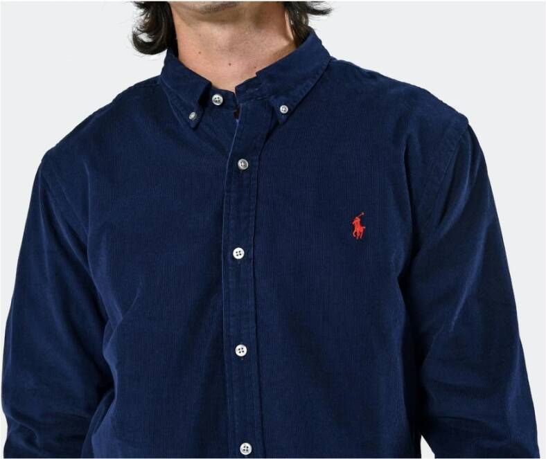 Ralph Lauren Slim Fit Corduroy Overhemd Blauw Heren