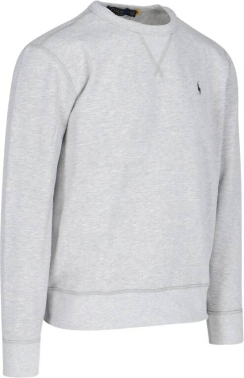 Ralph Lauren Grijze Crewneck Sweater met Rode Logo Borduursel Grijs Heren