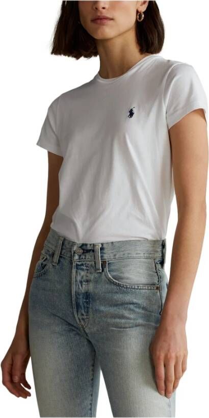 Ralph Lauren Witte katoenen T-shirt met geborduurd Pony-logo Wit Dames