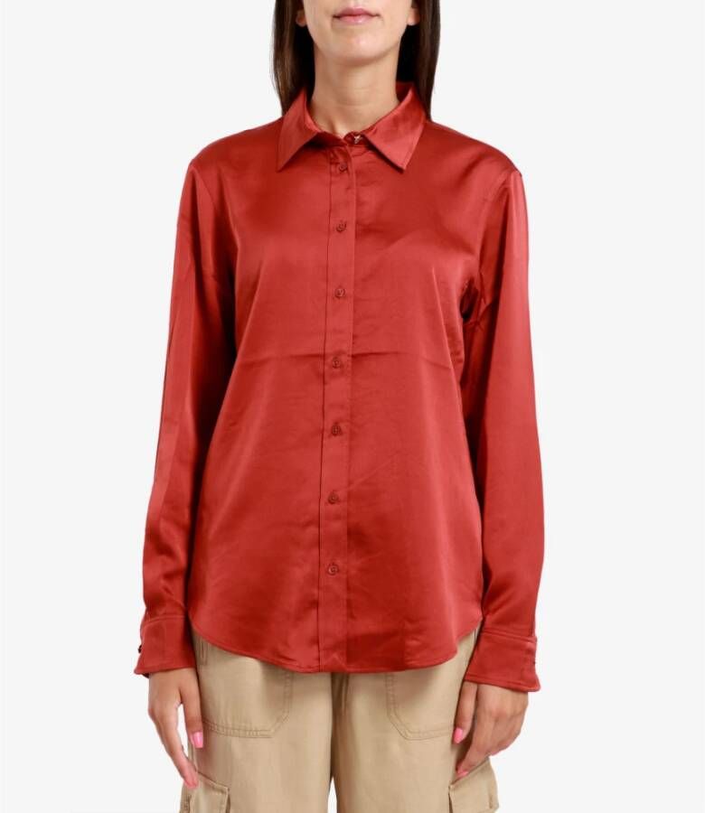 Ralph Lauren Zijden Casual Overhemden met Klassieke Kraag Rood Dames