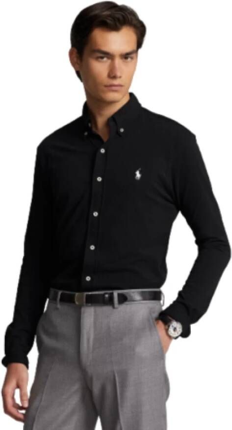 Ralph Lauren Zwarte Katoenen Overhemd met Knoopkraag Zwart Heren