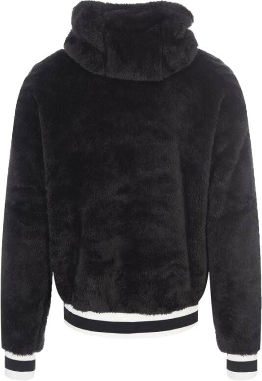 Ralph Lauren Zwarte krullende fleece hoodie met contrasterend logo Black Heren
