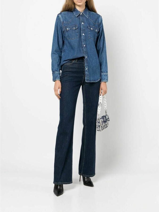 Re Done Jeans 70s spleet-knie rechte poten Blauw Dames