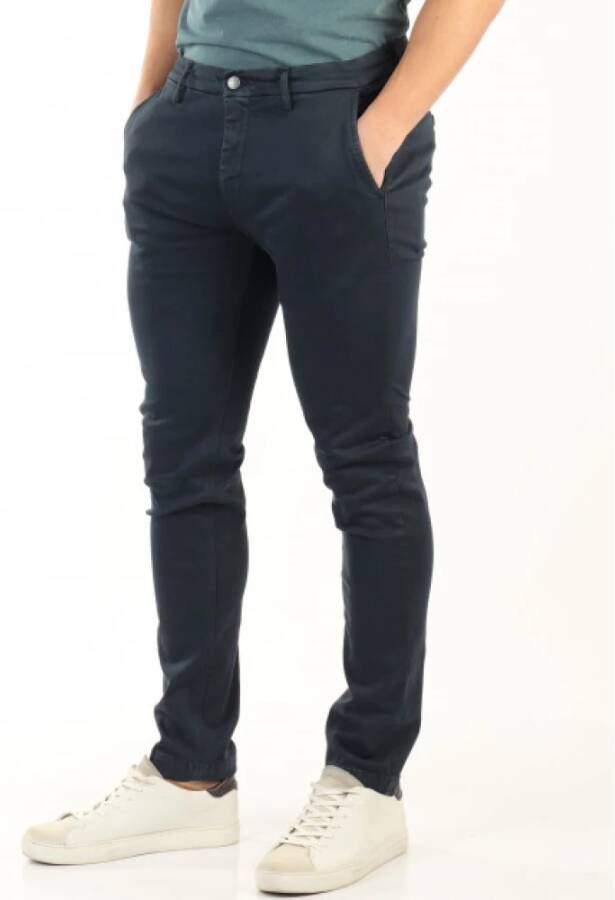 Replay Leather Trousers Blauw Heren