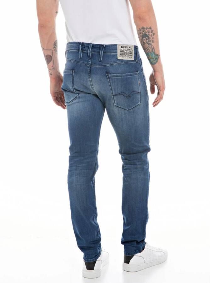 Replay Slim Fit Donker Indigo Power Stretch Jeans Blauw Heren