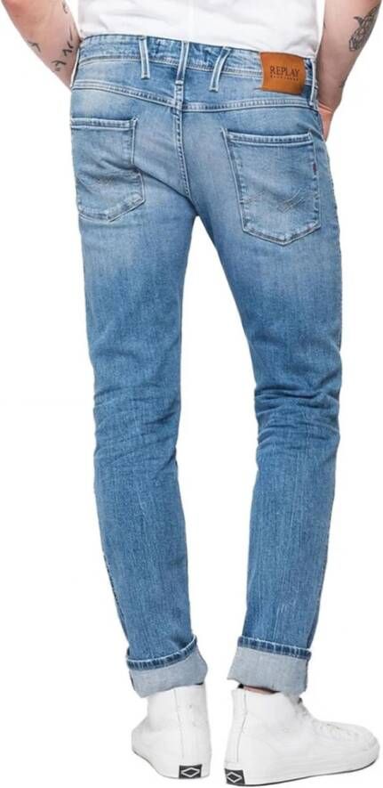 Replay Slim-fit Jeans Blauw Heren