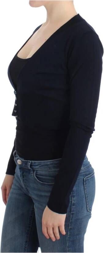 Roberto Cavalli Black cropped wool cardigan Zwart Dames