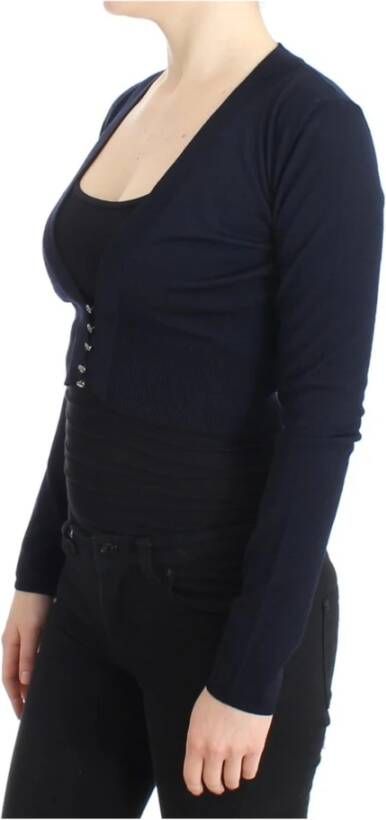 Roberto Cavalli Blue cropped wool cardigan Blauw Dames