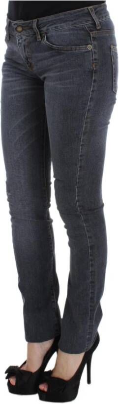Roberto Cavalli Blue Wash Cotton Blend Slim Fit Jeans Blauw Dames