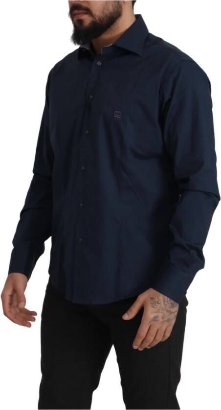 Roberto Cavalli Casual Shirts Blauw Heren