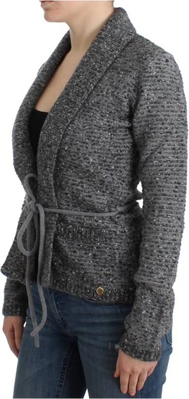 Roberto Cavalli Gray wool knitted cardigan Grijs Dames