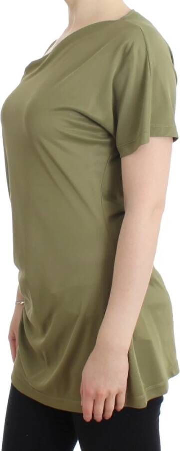 Roberto Cavalli Groene Blouse Top met Logo Details en Gouden Accenten Groen Dames