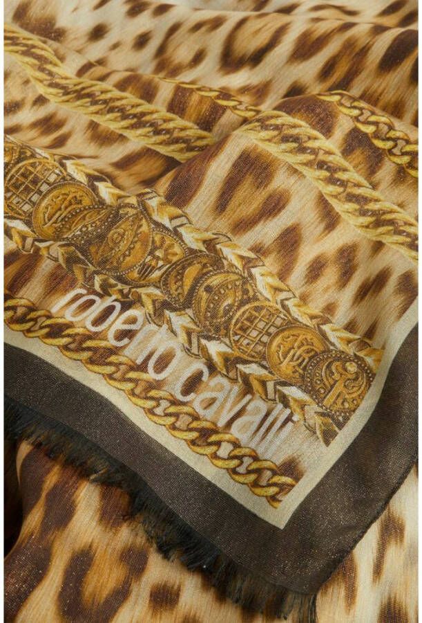 Roberto Cavalli Heritage Jaguar Chain Print Stole Bruin Dames