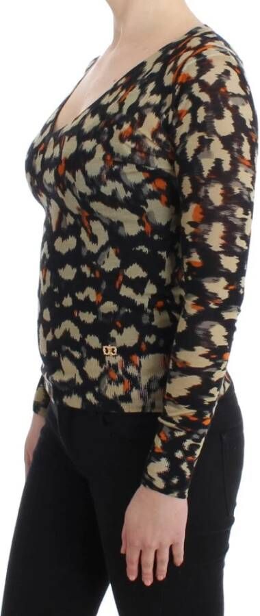 Roberto Cavalli multicolor v-neck wollen jumper Meerkleurig Dames