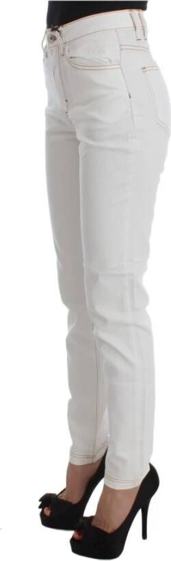 Roberto Cavalli White Cotton Blend Slim Fit Jeans Wit Dames
