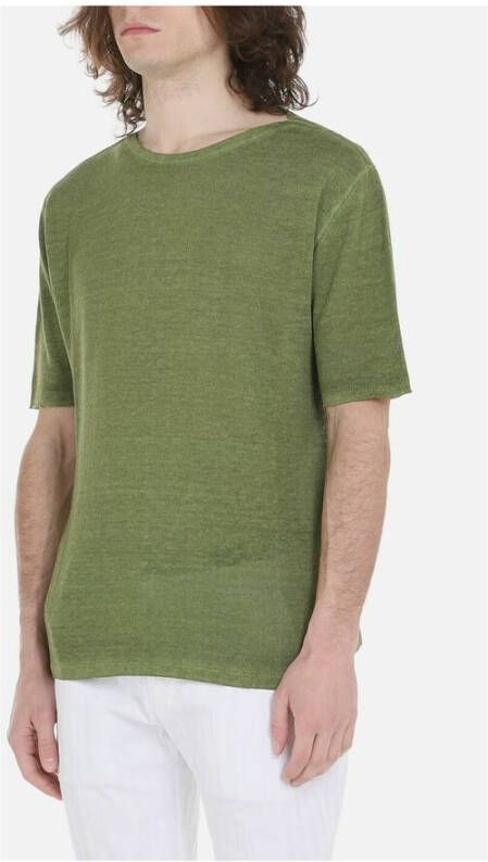 Roberto Collina Boot halslijn t-shirt Groen Heren