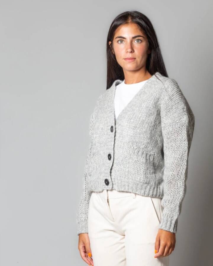 Roberto Collina V-hals Gebreide Cardigan Grijs Dames