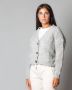 Roberto Collina V-hals Gebreide Cardigan Grijs Dames - Thumbnail 3