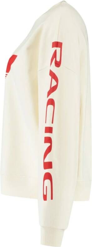 Rough Studios Off White Racing Sweatshirt met Rood Logo Beige Dames