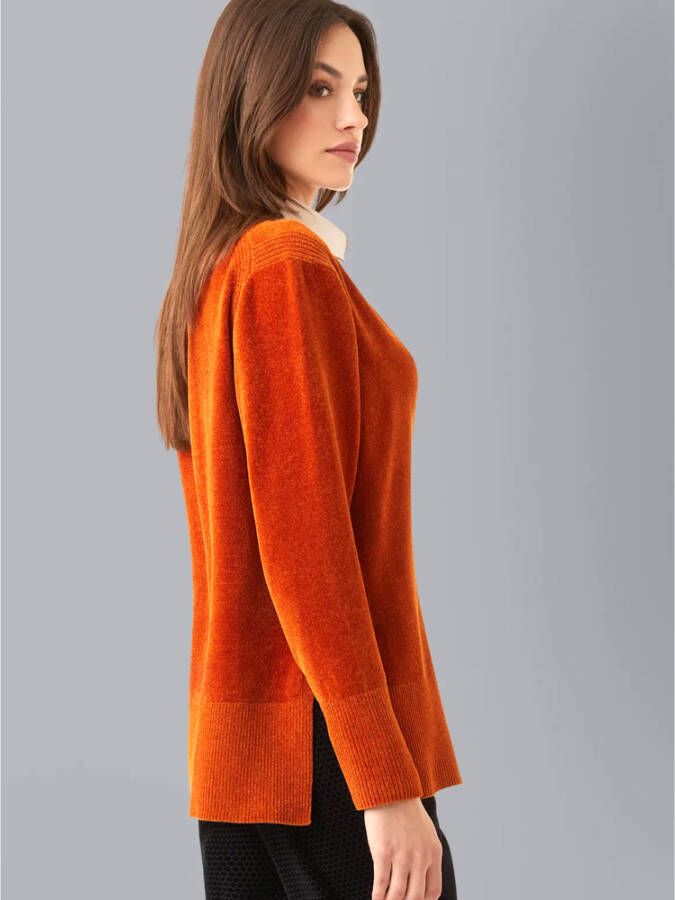 RRD V-Hals Chenille Effect Gebreid Oranje Dames