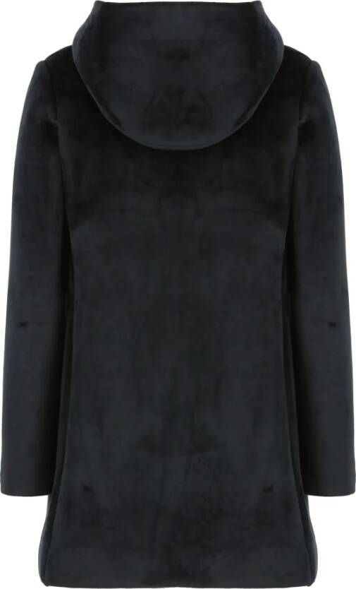 RRD Zwarte fluwelen jas met capuchon Black Dames