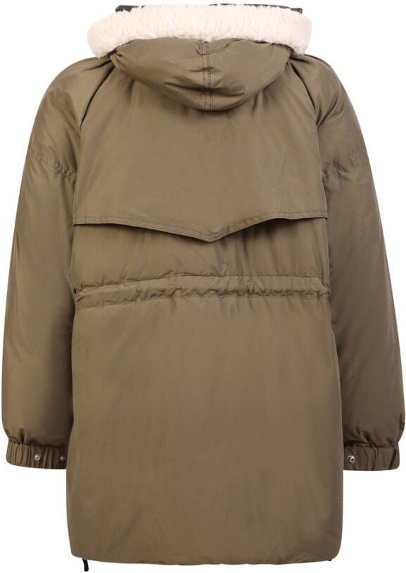 Sacai Blouson down jacket with hood and drawstring waist that help retain heat Groen Heren
