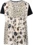 Sacai T-shirt with floral print. This garment features a contrasting pleated panel and a reference to Japanese culture Blauw Dames - Thumbnail 2