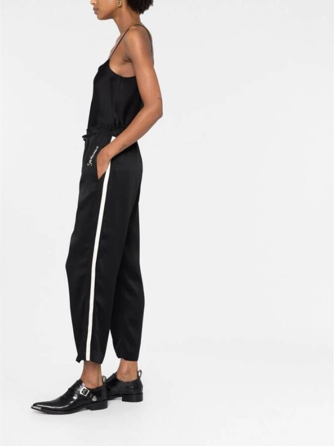 Saint Laurent Stijlvolle Capri-broek met geborduurd logo Zwart Dames