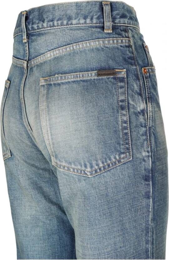 Saint Laurent Blauwe Katoenen Jeans Regular Fit Blue Dames