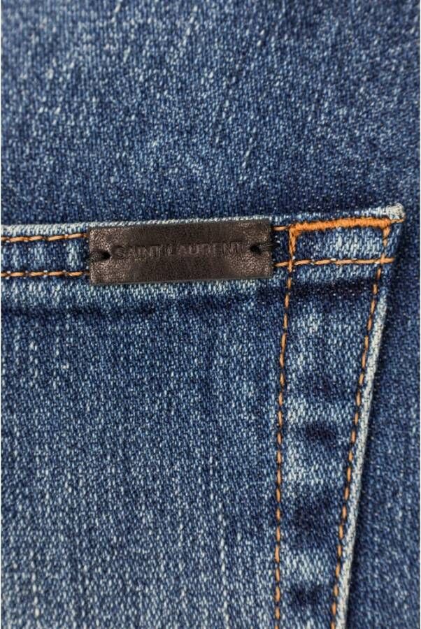 Saint Laurent Geknipte Jeans Blue Dames